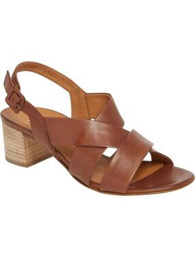 Paul Green Reese Slingback Womens 9 Brown Leather Sandals Criss Cross Straps